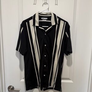 Zara Mens Black and White Striped Shirt